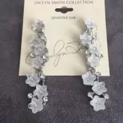 Jaclyn Smith Collection ~ Flowers & Rhinestones Drop Earrings ~ Brand New!