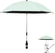 Lesunbak Stroller Sun Protection Parasol, Foldable Wheelchair Parasol with Clamp, Portable Travel Supplies, UV Protection, Pushchair Attachment for Outdoor Activities