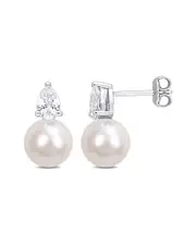 Rina Limor Silver 1.34 ct. tw. Sapphire Pearl Studs