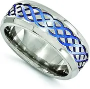 [Diamond2Deal] Men's Titanium Blue Anodized Brushed & Polished 8mm Band Size 10.5