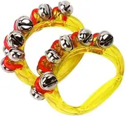 TENOL 2 Pieces Mini Tambourine Hand Tambourine Bells Musical Instrument Toys Hand Bells Noise Makers for KTV Charity Concert , Yellow