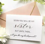 Will You Be My Bridesmaid Card Rose Gold Foil You will be my sister proposal