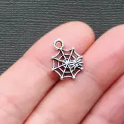 BULK 50 Spiderweb Charms Antique Silver Tone - SC2740