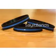 Set of CHILD Size Thin BLUE Line Bracelets Law Enforcement Police Wristband Lot