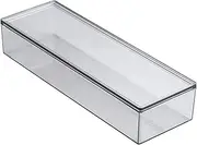 AIYoo Transparent Flatware Tray Kitchen Drawer Organizer with Lid - Plastic Kitchen Cutlery Tray and Utensil Silverware Storage Container with Cover - Dinnerware Holder for Spoons Forks Knives
