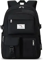 TTSM Girl Backpack Student Backpack 15.6 Inch Laptop College Backpack Women Teens Backpack School Travel School Camping Waterproof Polyester, Black