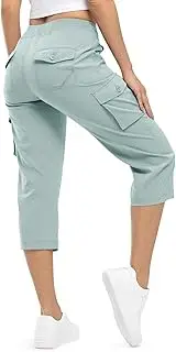 [TBMPOY] Womens Cargo Capris Hiking Lightweight Pants Quick Dry Casual Outdoor Trip Loose Shorts Cropped Cotton 6 Pockets
