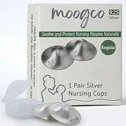 Moogco The Original Silver Nursing Cups - Nipple Shields for Nursing Newborn - Newborn Essentials Must Haves - Nipple Covers Breastfeeding - 925 Silver