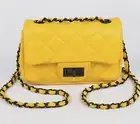 Yellow Small Bag with Black Strap & Geometric Stitching Super Cute Summer Purse