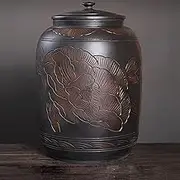 Ceramic Rice Bucket with Lid, Vintage Large Capacity Rice Jar, Sealed Against Moisture,for Kitchen Storage(Capacity 25kg)