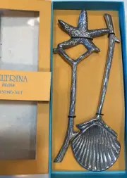 Peltrina Starfish & Scallop Design Aluminum Salad Serving Set 12" NIB