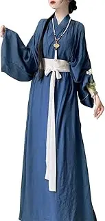 [Generic] Chinese Hanfu Costume Wide Sleeve Cross Collar Wei Jin Dynasties Ancient Traditional Outfit with Belt