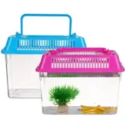 Mini Fish Tank, Plastic Fish Box Breeding Case with Handle Desktop Fish Bowl