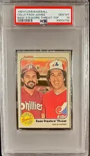 GEM MINT 1983 Fleer JUMBO Baseball Cello Pack PSA 10 Gary Carter Base Threat Top