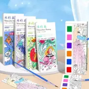 Portable Watercolor Painting Book 12 Sheets Coloring Book With Paint Brush Gouac