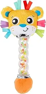 Playgro Lion Rainmaker Rattle Stick for Sensory Stimulation - Musical Toy for Babies, Lion Theme, Rain Sounds, Jumbo Chord Fabric, Easy Grasp - Colorful Beads