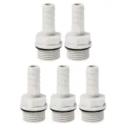 Hose Barb Fitting 9mm Barbed G3/8 Male Thread, 5 Pack Pipe Connector, Grey