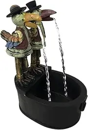 Fountain Yard Art Deco - Fun Resin Crow Flowing Water Fountain Statue with Water Pipe Fountain Ornament for Outdoor Garden Patio Porch