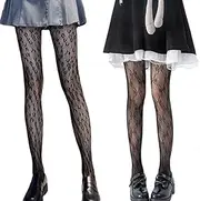 [Lucckey] (2 Pairs) Women's Patterned Tights, [Leopard&Butterfly] Fishnet Stockings Black Sexy Pantyhose Stockings for Women Girls Pattern Leggings Tights Net for Party Club, Regular Size
