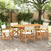 vidaXL 6 pcs Folding Garden Chairs Cream White Fabric