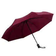 Red 10Ribs Automatic Umbrella Auto Open Close Compact Folding Anti Rain Windproof AU