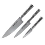 Samura BAMBOO Set of 3 Kitchen Knives: Paring Knife Utility Knife Chef s Knife