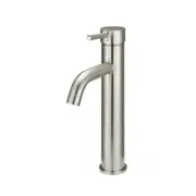 MEIR Round Brass Tall Mixer with Curved Spout - Single Lever - PVD Brushed Nickel