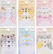 DASHUAIGE 6 Packs Cute Animal Sticky Notes, Sticky Notes Kawaii Stationary self-Adhesive Sticky Note Pads for Pet Lovers Office School Supplies Gifts (B)