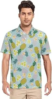 [ZZXXB] Hibiscus Flower Pineapple Men's Polo Shirts Short Sleeve Quick Dry Athletic Outdoor Sports Golf Shirts S-XXL