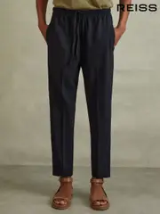 Reiss Navy Hailey Petite Tapered Pull On Trousers (D07110) | $195