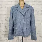Talbots kate fit tweed blazer jacket Sz 18 blue zip up lined A6