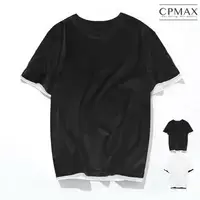 在飛比找樂天市場購物網優惠-CPMAX 韓系Oversized假兩件五分T恤 大尺碼 t