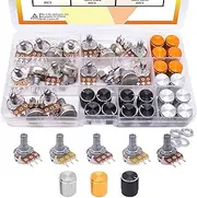 80PCS Potentiometer Kit with B5K B10K B20K B50K B100K Ohm Rotary Knobs Washers Nuts for Audio Volume Control