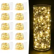 10 Pack Battery Operated 7Ft 20 LED Twinkle Mini String Lights Copper Wire