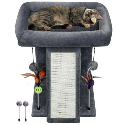 Cat Tree Tower with Scratching Board and Toy Balls Grey All Lifestages Premium