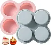 Silicone Egg Bite Molds 2Pcs 4 Cavity Non-Stick Reusable Silicone Muffin Tray Heat-Resistant Air Fryer Egg Molds DIY Cupcake Pan Safe Muffin Tin for Kitchen Baking, Air Fryer, Mu