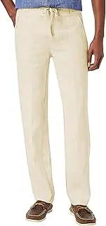 [Hat and Beyond] Mens Premium Soft Linen Pants Wrinkle Resistant Flat Front Classic Slacks