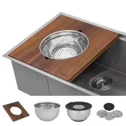 Wood Platform with Mixing Bowl and Colander (complete set) for Workstation Si...
