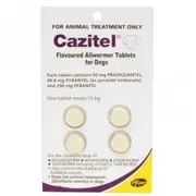 Cazitel All Wormer for Dogs 10kg/Tablet x 4 Round Hook Whip Tape Worms