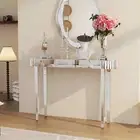 Ultra Long Silver Mirrored Entry Console Table, Vanity Table, Versatile Home Fur