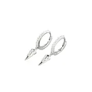 ANYCO Earrings Sterling Silver Luxury Pave Zircon Cone French Style Ear For Women Girl Fashion Stylish Rock Accessories Jewelry Gifts