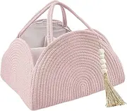 Baby Nappy Caddy Cotton Rope Woven Storage Basket Large Capacity Versatile for Newborn Portable Car Organizer with Removable Inserts (pink)