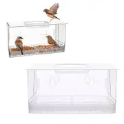 Clear Acrylic Window Bird Feeder Foldable Bird Feeder Box for Indoor Outdoor