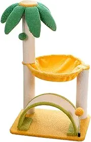 Beach-Themed Cat Tree - Palm Tree Cat Tower with Hammock Bed, Sisal Scratching Post, Arch Bridge, Fun Activity Tower for Kittens and Small Cats, 65cm Tall