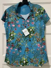 Kastel Denmark Cap Sleeve Sun Shirt - Turquoise Botanical - Size XL
