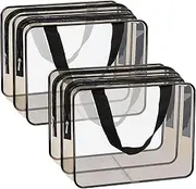 [APREUTY] Clear Makeup Bags Toiletry Bag, 2 pcs Large Clear Travel Bag for Toiletries, with 2 Compartments Zipper Closure Clear Travel Bags Airport Airline Compliant Bag for Portable Men Women (Black)