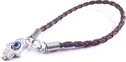 [Kabbalah Jewelry Bracelets] "Lucky" Hamsa Brown String Kabbalah Bracelet With Braided String And Rotating "Evil Eye" Hamsa Hand - Jewish Judaica Amulet Pendant Jewelry For "Success And Protection"