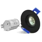 LUXRITE 2 Inch Gimbal LED Recessed Lighting with J-Box CRI90 5W 5CCT 400LM Black