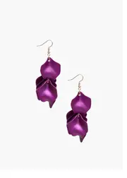 [Taking Shape] Taking Shape Petal Drop Earrings in Berry - Women's Accessories Berry
