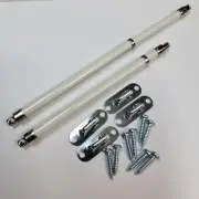 Adjustable White Sash Curtain Rods with silver Ends-Set of 2, extend7- 12 Inches